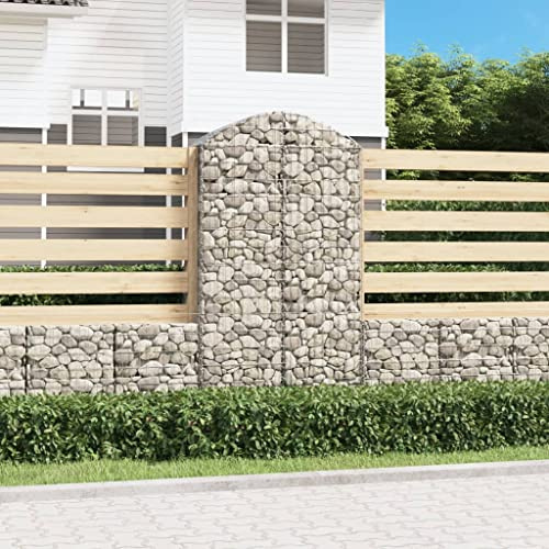 HaoChrymec Gabion with Arceau Haut, Fer Galvanisé, Design Stable, Gabion Jardinière, Parterre Surélevé en Gabion, Jardin, Terrasse, 100 x 50 x 180/200 cm