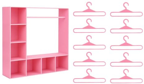 FytStycale Armadio per Vestiti di Bambole, Figure, Contenitori per Vestiti, Moda con Scomparti, Guardaroba per Casa delle Bambole per Innamorati, Regalo di V, Rosa
