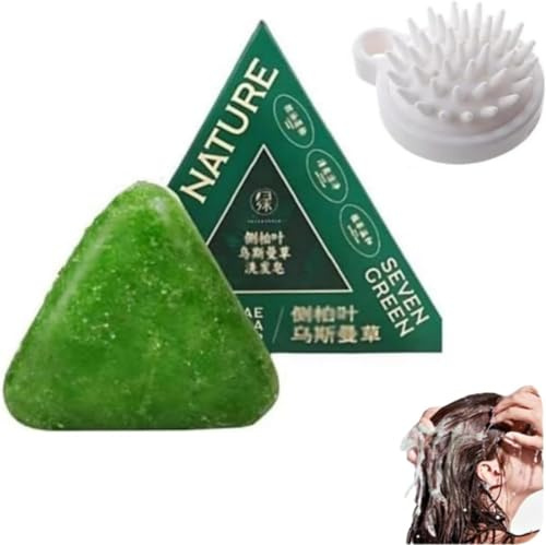 Nature Triangle Shampoo Bar, Nature Seven Green Soap schampo, fast naturligt växtbaserat schampo, skonsam rengöring och närande vård för friskt hår