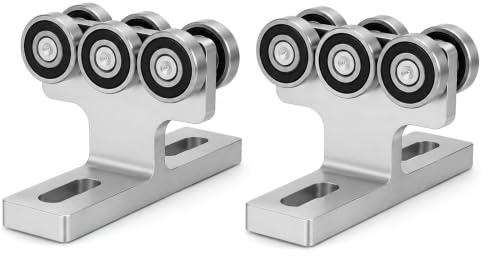 2 Stück Laufkatze für T-Träger 6-Rad PA200-PA1000 245kg/540lbs | 6-Rad Edelstahl, ABS-Bremse, Fallschutz, Stahl, PA200-PA1000, 1-5/8 Zoll Unistrut für Schiebetüren, Elektro-Hebezeug