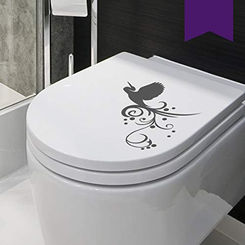 WANDKINGS WC Deckel Vogel Ranke Aufkleber 30 x 27 cm violett - erhältlich in 33 Farben