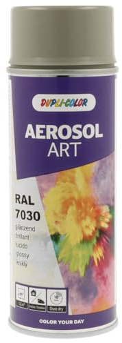 DUPLI-COLOR AEROSOL ART RAL 7030 steingrau glänzend 400 ml, Spraylack für vielseitigen Einsatz, schnelltrocknend, hohe Deckkraft, für Innen- und Außenbereiche geeignet
