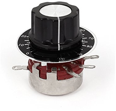 sourcing map WTH118-1A 2W 10K OHMS Potentiomètre Rotatif carbone coniques Pots Pellicule avec cadran réglage