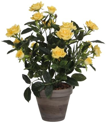 Mica decorations Rosenstrauch Kunstpflanze in Blumentopf - H33 x Ø25 cm - Gelb