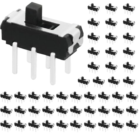 WMYCONGCONG 50 Stück 6-polig, 2 Positionen DPDT vertikal Mikro-Schiebeschalter für DIY Elektronik Projekt