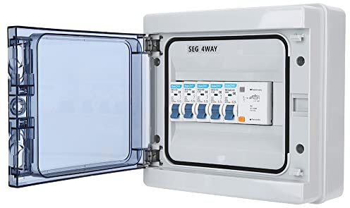 Cocoarm Leistungsschalter Wasserdicht, 4-Wege Wandverteiler mit FI Schalter, 63A 30mA RCD, 4MCB 6A + 2x16A + 32A, Sicherungskasten Aufputz