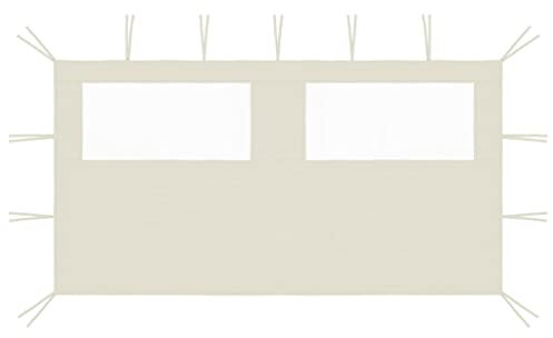 vidaXL Paroi Latérale de Belvédère avec Fenêtres Paroi Latérale de Tente de Réception Pavillon Jardin Terrasse Extérieur 4x2 m Crème