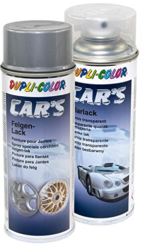 Felgenlack Lack Spray Car's Dupli Color 385919 Silber 400 ml + Klarlack 385858 400 ml