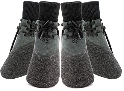 Avaner 4 Stücke Hundesocken mit Schnür Rutschfeste Hundeschuhe Pfotenschutz Dehnbare Hunde Schuhe Weiche Socken Outdoor hundeschuhe Wasserdichte Antirutschsocken für kleine mittelgroße Hunde Haustiere