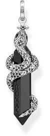 THOMAS SABO Anhänger geschwärzt Onyx mit Schlange 925 Sterlingsilber, Geschwärzt