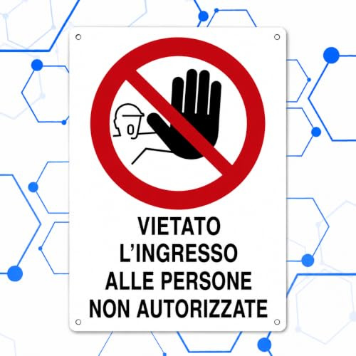 Nitek Cartello Vietato l’Ingresso alle Persone Non Autorizzate Autoadesivo in PVC 30 x 20 cm, Segnale Impermeabile e Lavabile per Ufficio, Magazzino e Area Riservata
