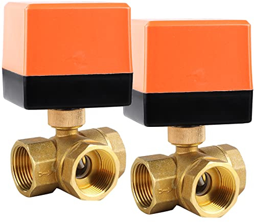 SWAWIS 3 Wege Zonenventil Kugelventil Motorkugelhahn DN20 G3/4 Zoll AC 230V | Elektrisches Ventil Motorventil Messing Absperr Umschalt Dreiwegeventil für Flusssteuerung 2 Stück