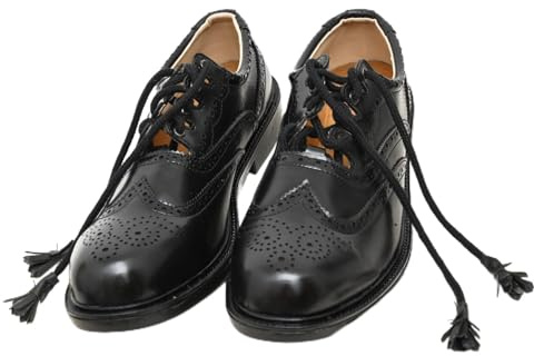 Ghillie Brogues Black Leather Ghillie Brogues Scottish Kilt Shoes (UK_Footwear_Size_System, Adult, Men, Numeric, Medium, Numeric_12)