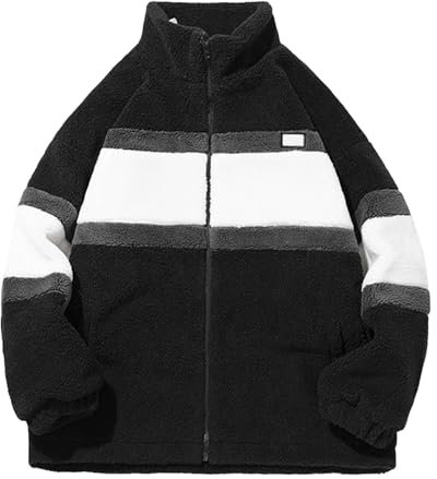 Fulidngzg Teddyjacke Damen Herren Fleecepullover Teddy Jacke Patchwork Stehkragen Fleecejacke Aesthetic Stuff Y2K Clothes Winter Warm Teddyfleece Jacken Mantel Winterjacke Reißverschluss Plüschjacke