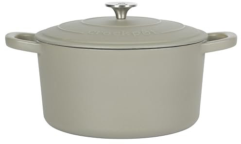 Crock Pot Artisan - Horno holandés redondo de 5 cuartos de galón, color verde mate