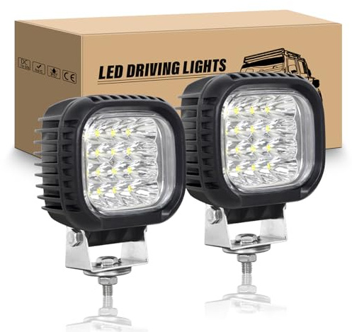 RIGIDON 2 x 5 Zoll 48W LED Arbeitsscheinwerfer, Offroad Zusatzscheinwerfer | 12V 24V 6000K Weiß Spot Led Scheinwerfer Arbeitslicht Rückfahrscheinwerfer für Auto Offroad ATV Traktor LKW KFZ 4x4 Fahrzeuge