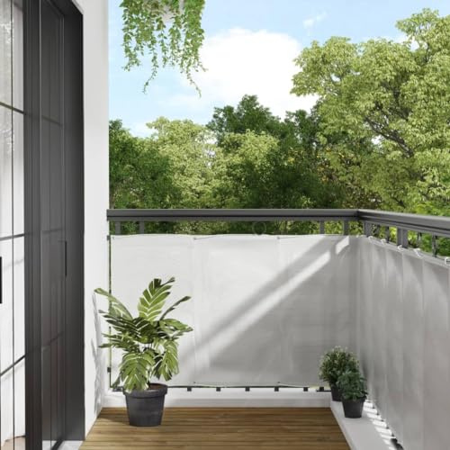vidaXL Balkon Sichtschutz, Balkonbespannung mit Aluminium-Ösen, Balkonverkleidung Wasserfest, Balkonabdeckung Windschutz, Hellgrau 90x800cm 100% Polyester-Oxford