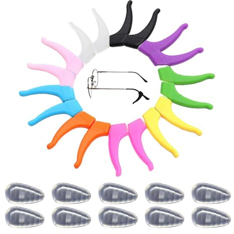 Glasses Ear Clip, Eyeglasses Nose Pads, 9 Pairs Glasses Holders for Ears, 5 Pairs Nose Pads for Glasses, Silicone Eyeglass Ear Grips for Sunglasses Glasses Sports Glasses Kids Glasses Ear Hook