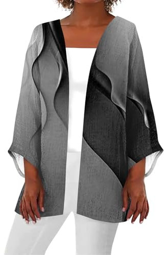SCBFDI Coprispalle Donna Elegante, Maglioni Cardigan Per le Donne di Taglia Superiore Colorblock Giacche Drappeggiate Estate Leggero Aperto Davanti Holiday Casual Outwear, Bolero Elegante Donna