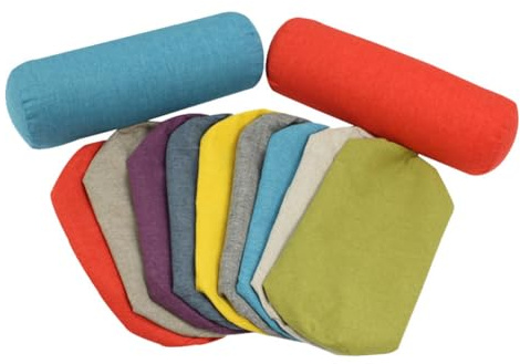 Linen Pillowcase Round Roll Cylinder Bolster Pillow Cover,Full Body Pillow Cover Lumber Support Pillowcase for Memory Foam/Shredded Foam/Cotton (Grey,15x45cm)