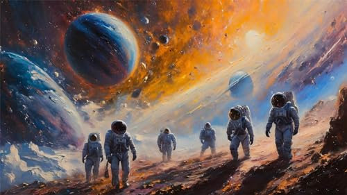 Diamond Painting Groß XXL 140x80cm, Astronaut Diamant Painting Bilder Erwachsene, Diamant Painting Bilder Planet, Malen nach Zahlen Diamant Anfänger, Diamant Painting Set für Home Wand Dekor Geschenke