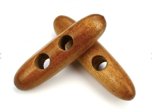 12 Premium Knebelknöpfe 5cm (50mm) Marquise braun zum annähen aufnähen Zweilochknöpfe oval