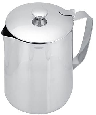 Ejoyous Bricco per Latte con Coperchio, Bricco per Latte, Bricco per Schiuma di Latte in Acciaio Inox, Bricco per caffè, Bricco per caffè, Bricco per Crema, Teiera, tè al Latte,