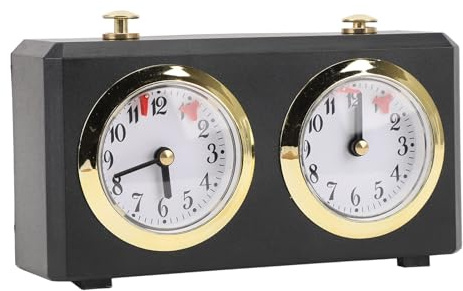 Mechanischer Schachuhr-Timer, Professioneller Analoger Spieltimer, Vintage-Schachtimer ohne Batterie, Aufziehbarer Multifunktionsmechanismus für Schach und Chinesische (Black)