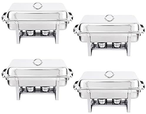 WTTTTW Juego de 4 Chafing Dish para Buffet, Chafers para Catering, Juego de Chafing Dish para Buffet con Tapas, Juegos de Chafers y Calentadores para Buffet, Calentador de Comida para Servir
