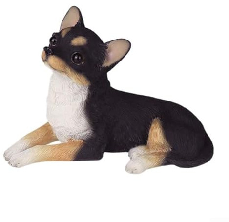 Entgoinggo Sculpture de chien chihuahua, statue de chien de jardin, statue amusante de chien assis, décoration pour la maison, le jardin, les nains (noir)