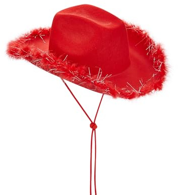 LYSINK Cowboyhut für Damen, Diamanté Quasten Cowgirl-Hut, Strass-Fransen Cowboyhüte, Rave Bachelor-Party-Zubehör, Einheitsgröße