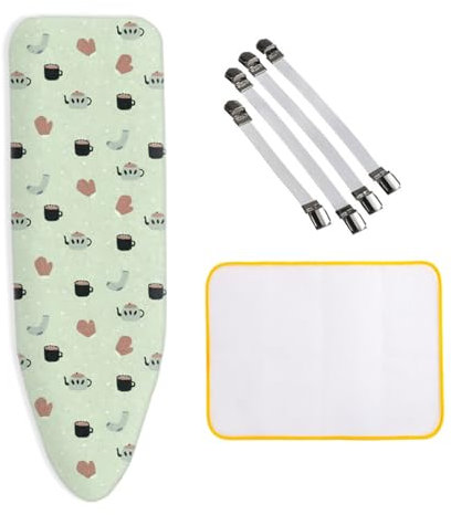 ZJBKX Copriasse da stiro XXL, 125 x 45 cm, per ferri da stiro a vapore, chiusura con coulisse, facile da montare, 4 clip protettive in tessuto a rete