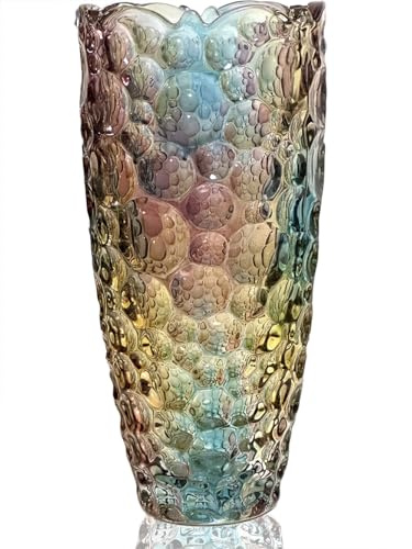 Glass Vase for Flowers, Large Tall Coloured Flower Vases | Modern Personalised Ornaments for Living Room Dining Bedroom Home Decor Accessories Christmas Birthday Gifts for Women