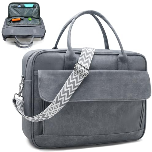 SUCIKORIO Maletin Ordenador Portatil Mujer 17,3 Pulgadas, Cuero Impermeable Bolso Portatil Mujer Bolso Trabajo Portadocumentos Grande Maletin Profesora para Universidad, Viajes, Trabajo, Negocios