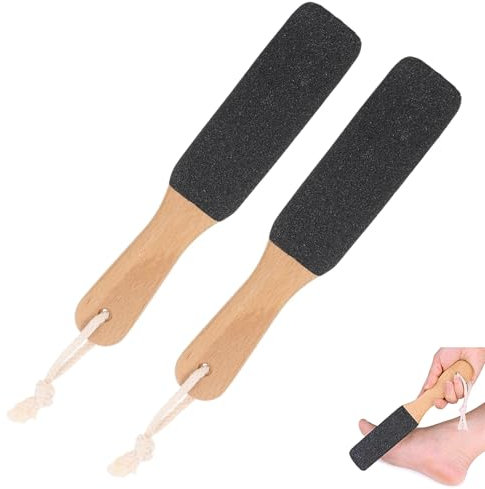 2PCS Pumice Stone for Feet, Foot Pumice, Pumice Stones, Foot Rasp Hard Skin Remover, Foot File with Wooden Handle, Eliminates Corns and Calluses, for Smooth Feet and Hands