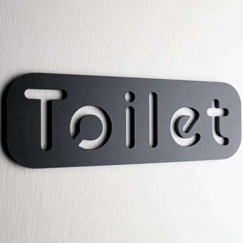Modern Toilet Door Sign – Premium Stone Texture Acrylic (15cm x 5cm), Home & Business, By NOIR.DESIGN®, Self-Adhesive, Durable, Waterproof – Black, White, Grey, Beige (Black, 15 x 5cm)
