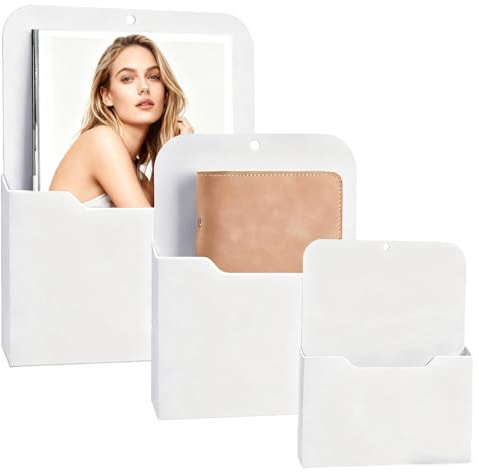 Aarcyye 3 Stück Magnetischer Aktenhalter, 3 Größen, Magnetischer Papierhalter Dokumentenhalter, Wandaktenhalter, für Kühlschrank, Whiteboards, Zuhause, Magnetisch Organizer, Weiß (S/M/L)