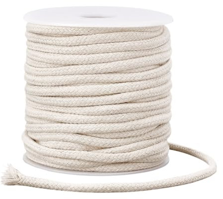 PH PandaHall 27 Iarde Corda di Cotone 5mm Cordoncino Naturale Bianco per Cucito, Corda per Macramè Corda per Avvolgimento Artigianato Cucito Cuscino Da Lancio