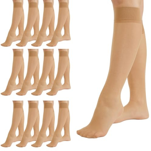PIKY PACK 12 PARES Medias Transparentes hasta la Rodilla, Mini Medias de Mujer 20 DEN, Minimedias, Made in Italy (FR/ES, Letras, Talla única, Regular, Regular, 12 Pares Natural)