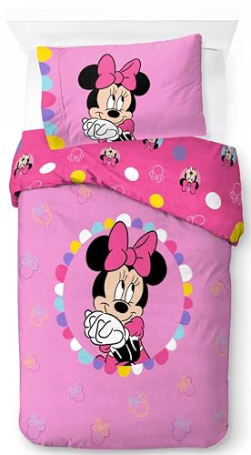Jay Franco Disney Topolina Rosa 100% Cotone Set Copripiumino Singolo - Include Federa 50 x 70 cm