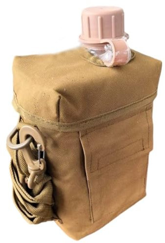 Glixoft Borraccia Mensa Militare, Bollitore Campeggio Borraccia Esterno Portatile con Borsa di Copertura per Campeggio, Escursionismo, Caccia con Zaino in Spalla