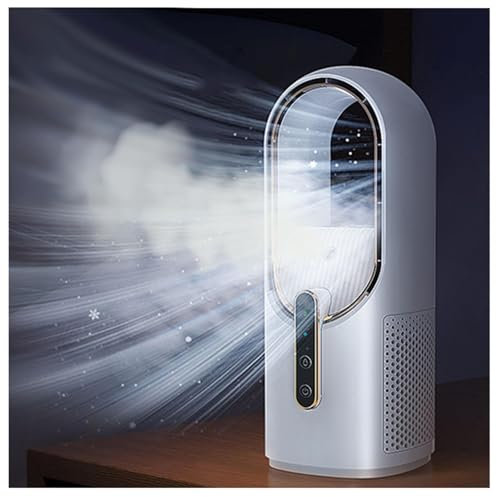 Wizvox Ventilador Sin Aspas Silencioso, USB Recargable, con Humidificador Ventilador De Torre Enfriamiento por AspersióN Mini Ar Condicionado, MáS Seguro para Los NiñOs