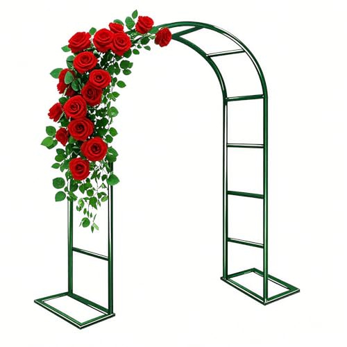 Treillis d'arche de jardin en métal antirouille de 1,8 x 0,9 m, facile à assembler, pour plantes grimpantes, décoration de mariage en plein air, couleur verte, réglable de 0,8 à 4 m