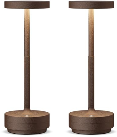 SLSMD Lampada da tavolo senza fili LED Ricaricabile Dimmerabile 5000mAh 3 Modalità di Luce Uso Interno/Esterno batteria Lunga Durata Trasportabile USB-C Lampada da tavolo (2x Ruggine)