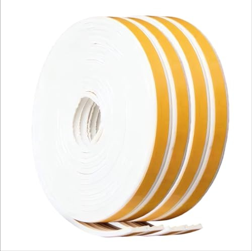 20M Fenster Dichtungsband, 4x9mm Weiß Selbstklebend Dichtband Für Fenster Und Türen, Selbstklebend Gummidichtung, Türdichtung Anti Kälte Wind Lärm und Kollision (10m x 2 Rollen)