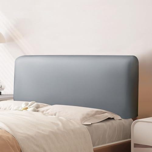 UHVUJDUI Bett Kopfteil Hussen Bett Kopfteil Bezug/Überzug PU Leder Staubdichte Dehnbare Kopfteilbezug 180/160/200cm,Universal Schutzhülle Für Schlafzimmer Kopfteil(Grey,140-160cm)