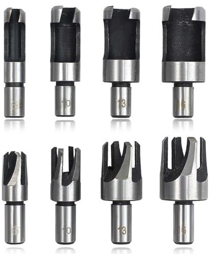 Moyata 8 Stück Zapfenschneider Kohlenstoffstahl, Klaue Konische Bohrer Set, Dübel Zapfenbohrer Set, Holz Plug Cutter Bohrer Set für Handbohrer Holzbearbeitung, Tür Fenster Kabine, 6mm/10mm/13mm/16mm