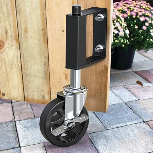 HOLKIE 100mm Gate Castor Wheel - Heavy Duty Spring Loaded Swivel Castor Wheel for Wooden Gate and Fence - 100 kg Capacity