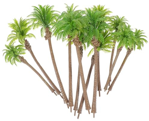Toyvian Modèle de Cocotiers Miniatures 12 Pièces pour Paysage Réaliste Vert | Plastique Léger, Décor de Scène de Vie Miniature, Facile à Ranger Transporter, Forme Palmier