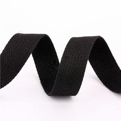 Bomullsband, 20 mm polyesterbomullsvävband flerfärgat(Black)